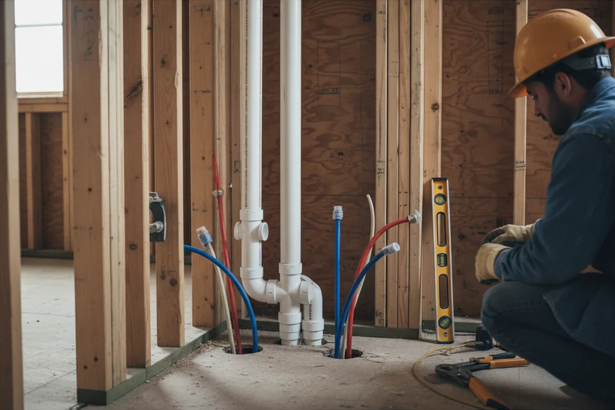 Drain and supply rough-in during Garbage Disposal Repair in Iowa Falls