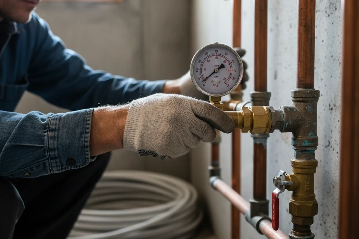 Pressure testing a repaired line during Water Line Repair in Iowa Falls